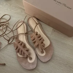 Gianvito Rossi Women's Tan/Blush Suede Sandals Sz 40