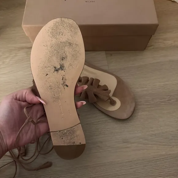 Gianvito Rossi Women's Tan/Blush Suede Sandals Sz 40