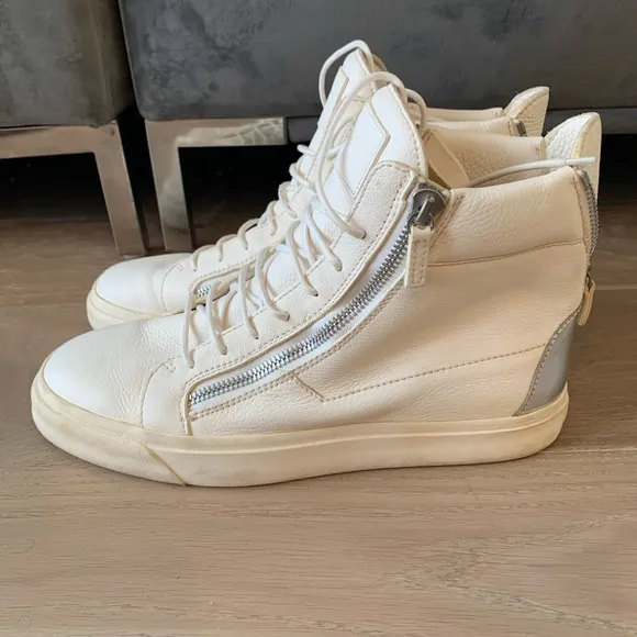 Giuseppe Zanotti white leather high top sneakers sz 46 men