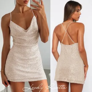 Glamorous Cowl Neck Sequin Statement Dress