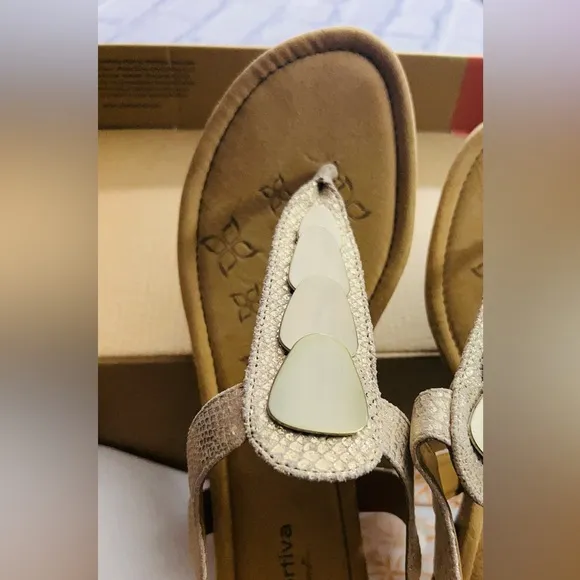 Gold Snake Print Suede Summit Sandals Size 11W by Comfortiva New