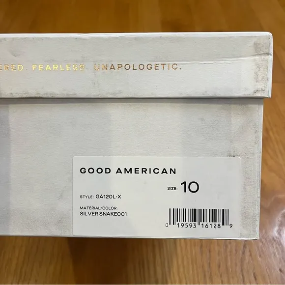 Good American Lucite Sandals Snake Skin Silver Clear Band Size 10 NIB