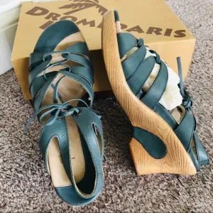 Gorgeous Denim/Deep Teal Wedge Sandals