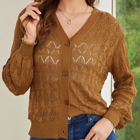 Graceful Charm Knit Cardigan - Caramel