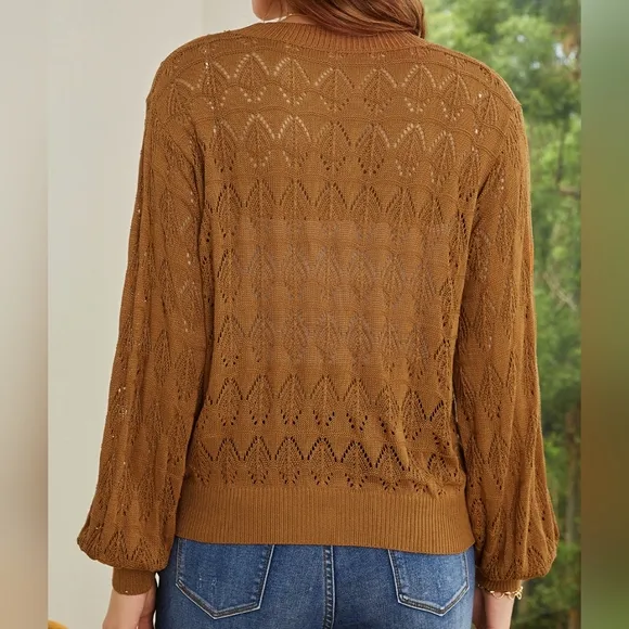 Graceful Charm Knit Cardigan - Caramel