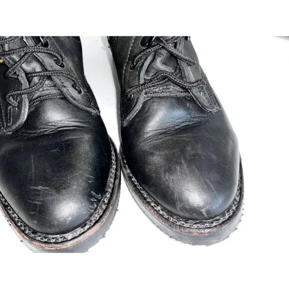 HARLEY DAVIDSON Combat Boots Women's Size 6.5 Side Zip Lace Up Black Leather