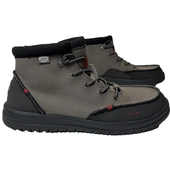 Hey Dude Bradley Mens Size 13 Grey Black Waxed Canvas Boots 40625-030 Sneaker
