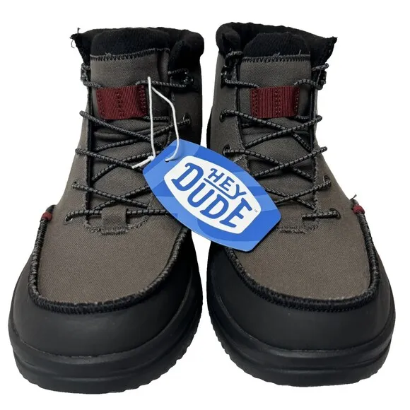 Hey Dude Bradley Mens Size 13 Grey Black Waxed Canvas Boots 40625-030 Sneaker