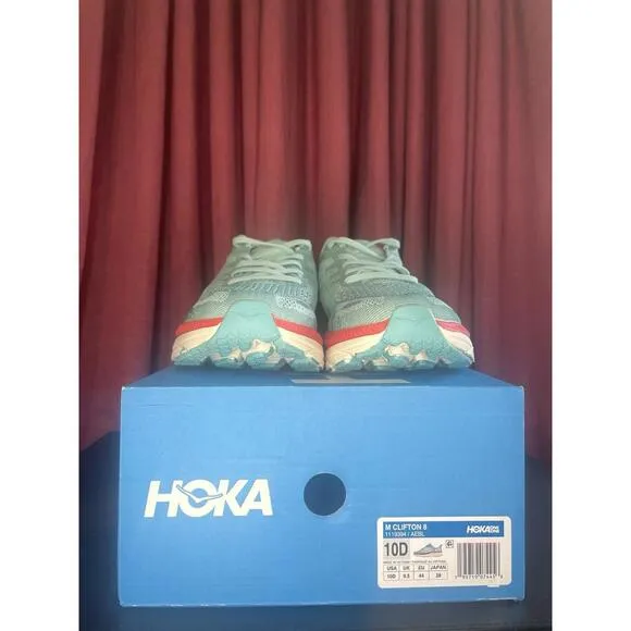 Hoka One One Clifton 8 Aquarelle Eggshell Blue  Men’s Low Neck Size 10D - NIB