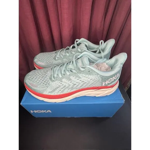 Hoka One One Clifton 8 Aquarelle Eggshell Blue  Men’s Low Neck Size 10D - NIB