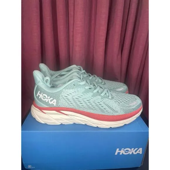 Hoka One One Clifton 8 Aquarelle Eggshell Blue  Men’s Low Neck Size 10D - NIB