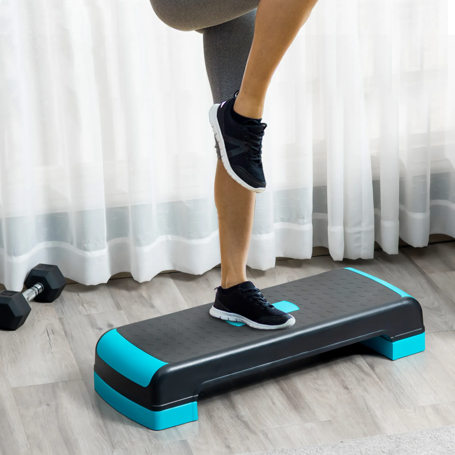 HOMCOM Adjustable Aerobic Stepper for Exercise and Workouts