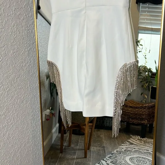 HOUSE OF CB 'Charlize' White Crystal Trim Dress NWOT