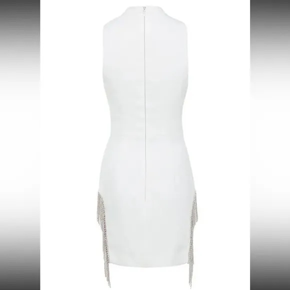 HOUSE OF CB 'Charlize' White Crystal Trim Dress NWOT