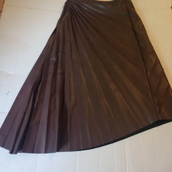 House Of Harlow Pleated Asymmetrical Faux Leather Mid-length Skirt