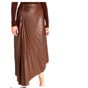 House Of Harlow Pleated Asymmetrical Faux Leather Mid-length Skirt