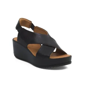 IGI&amp;CO Black Made In Italy Leather Wedge Comfort Sandals