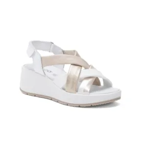 IGI&amp;CO White Made In Italy Leather Comfort Multi Band Wedge Sandals