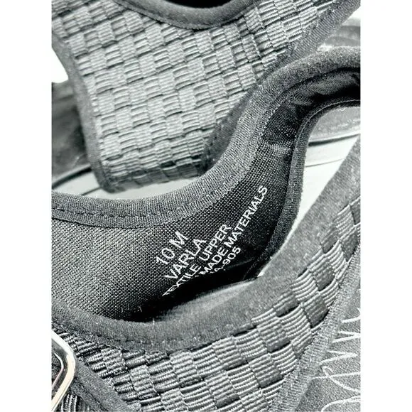 Impo Varla Sandals Womens Size 10 Black Stretch Memory Foam Wedge Heel