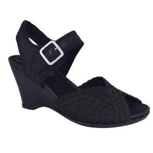 Impo Varla Sandals Womens Size 10 Black Stretch Memory Foam Wedge Heel