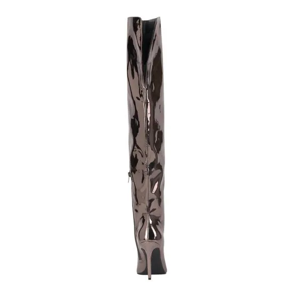 INC Women's Sedona Shiny Over The Knee Boots Pewter Size 8 1/2