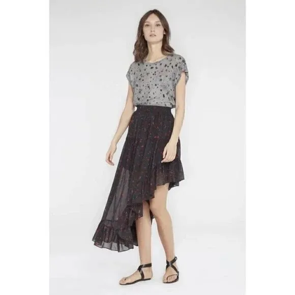 IRO Jonel Floral Asymmetrical Tiered Skirt