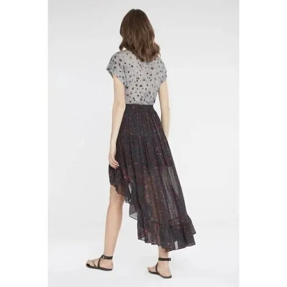 IRO Jonel Floral Asymmetrical Tiered Skirt