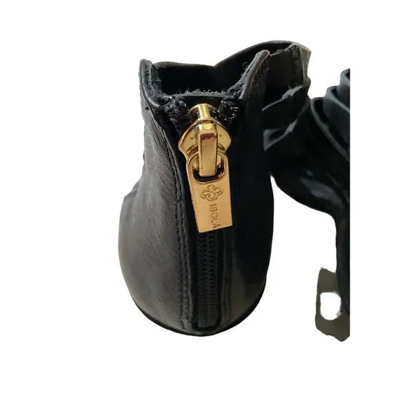 Isola Ianna Gladiator Sandals Stacked Heel Leather Black Womens Size 10 NEW