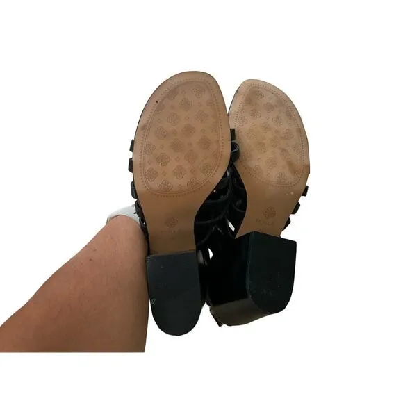Isola Ianna Gladiator Sandals Stacked Heel Leather Black Womens Size 10 NEW