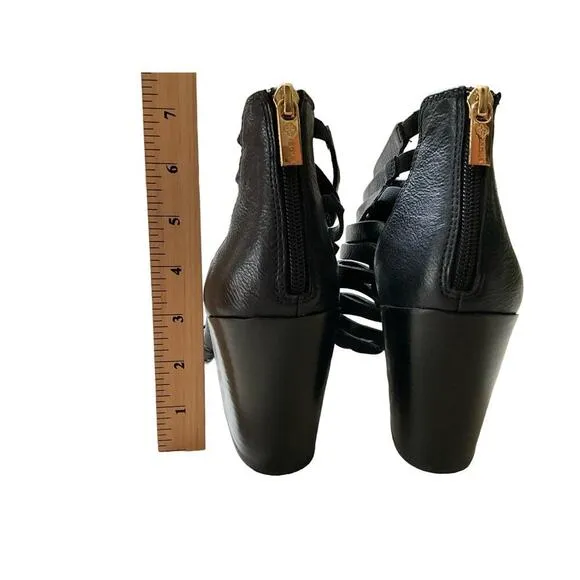 Isola Ianna Gladiator Sandals Stacked Heel Leather Black Womens Size 10 NEW