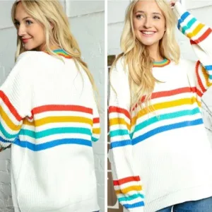 Ivory Multi Stripe Sweater