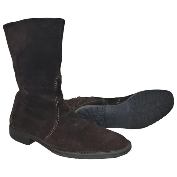 J. Crew Chocolate Mid Calf Boots with Suede Finish Size 9