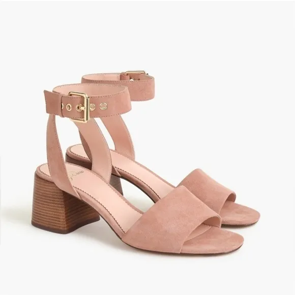 J. Crew Wide - Strap Penny Sandals in Suede, Frosted Taupe, 9.5