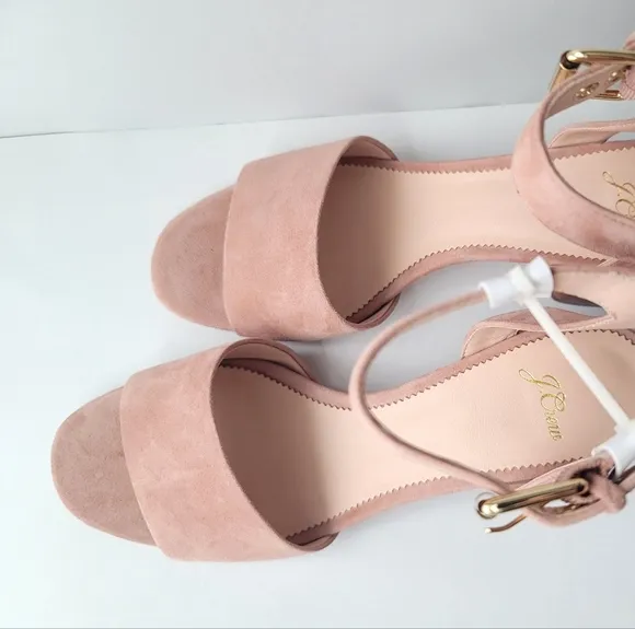 J. Crew Wide - Strap Penny Sandals in Suede, Frosted Taupe, 9.5