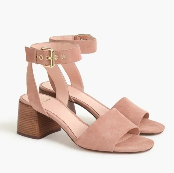 J. Crew Wide - Strap Penny Sandals in Suede, Frosted Taupe, 9.5