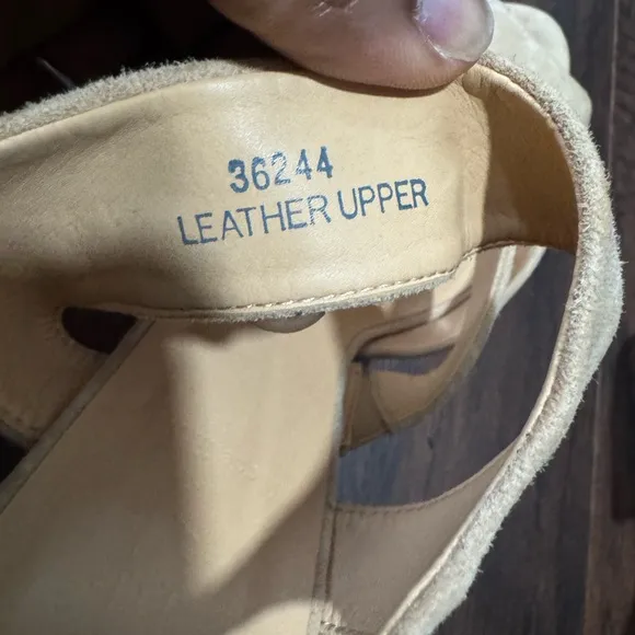J. Crew Women’s Collins Taupe Tan Suede Heels Peep Toe Sandals Size 9:5