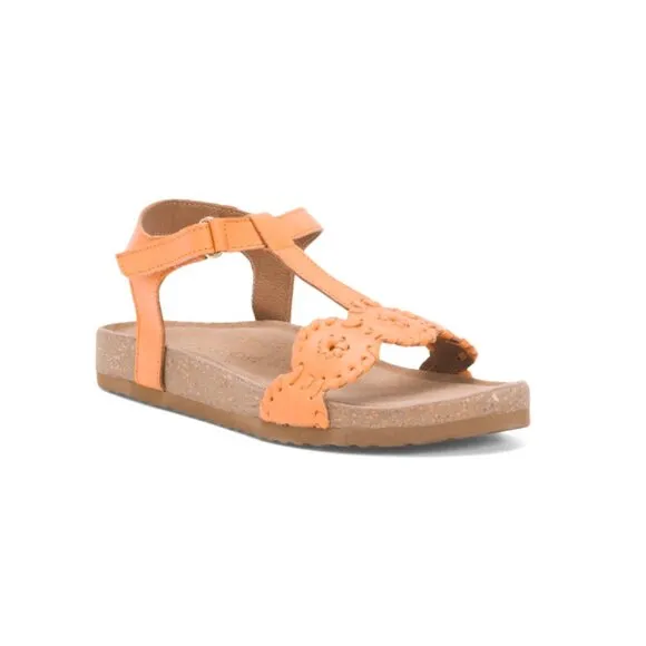 JACK ROGERS Apricot Leather Lauren Playground Sandals (Big Kid)