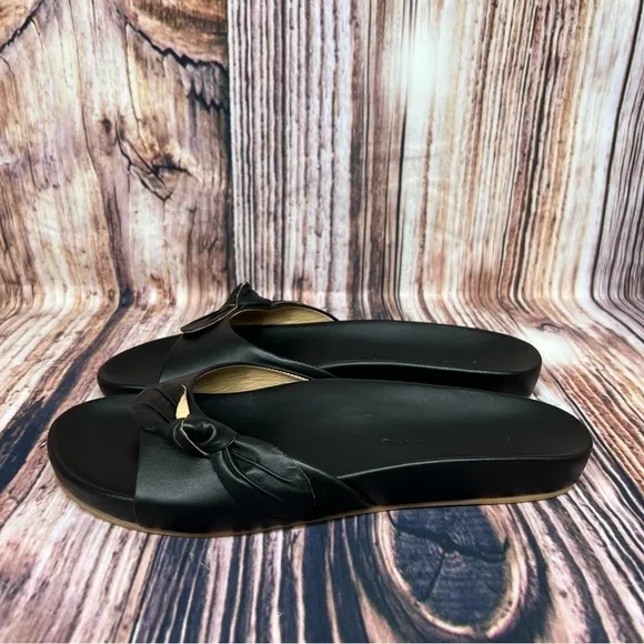 Jack Rogers Black Leather Bow Slide Sandals New Size 11 Dorothy