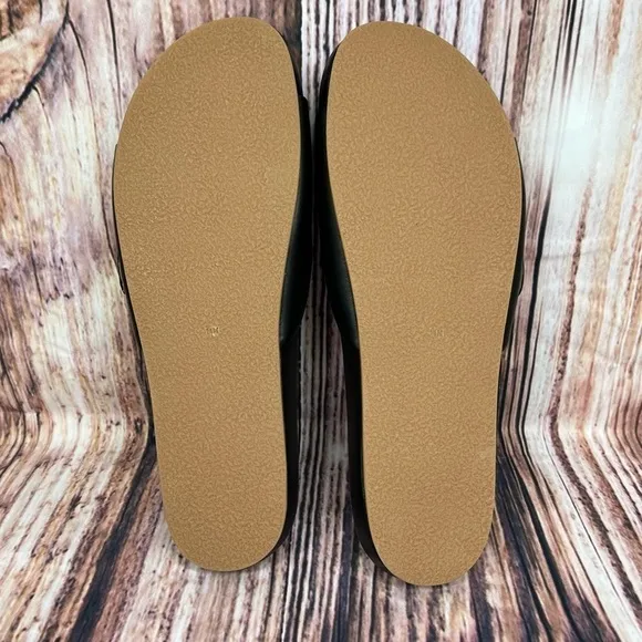 Jack Rogers Black Leather Bow Slide Sandals New Size 11 Dorothy