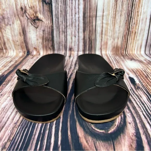 Jack Rogers Black Leather Bow Slide Sandals New Size 11 Dorothy