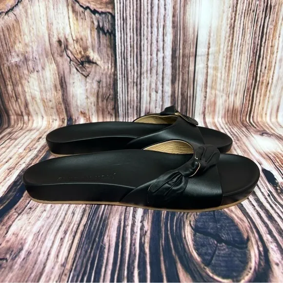 Jack Rogers Black Leather Bow Slide Sandals New Size 11 Dorothy