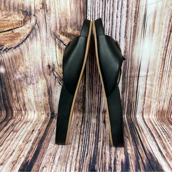 Jack Rogers Black Leather Bow Slide Sandals New Size 11 Dorothy