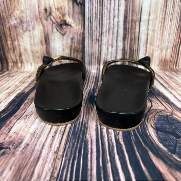 Jack Rogers Black Leather Bow Slide Sandals New Size 11 Dorothy