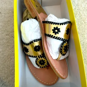 Jack rogers gold and black sandals