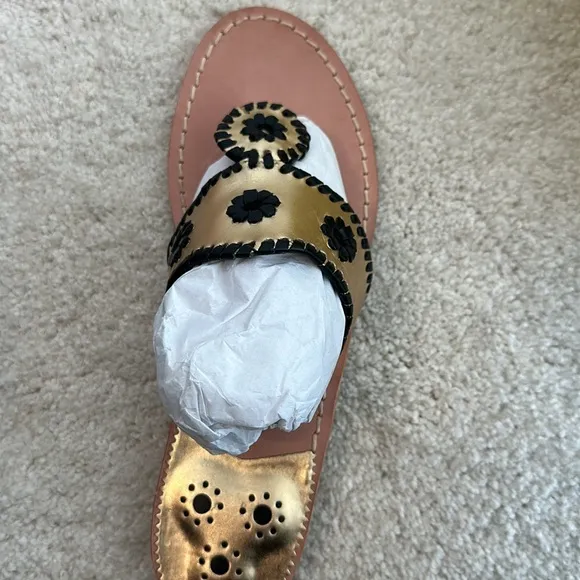 Jack rogers gold and black sandals