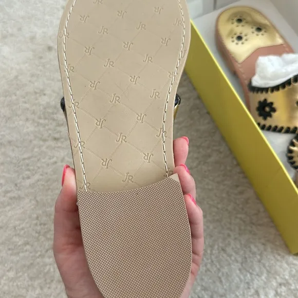 Jack rogers gold and black sandals