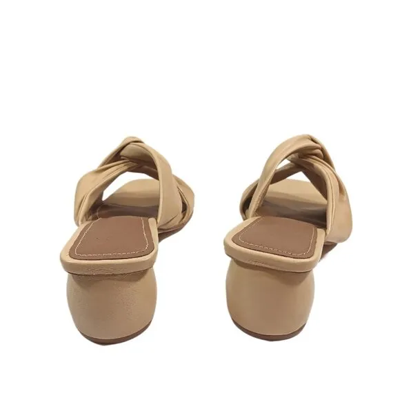 Journee Collection Charlize Sandals Womens 7.5 Tan Leather Signature Heels Mules