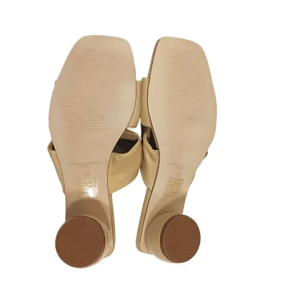 Journee Collection Charlize Sandals Womens 7.5 Tan Leather Signature Heels Mules