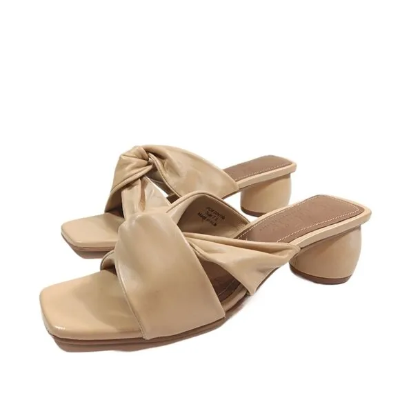 Journee Collection Charlize Sandals Womens 7.5 Tan Leather Signature Heels Mules