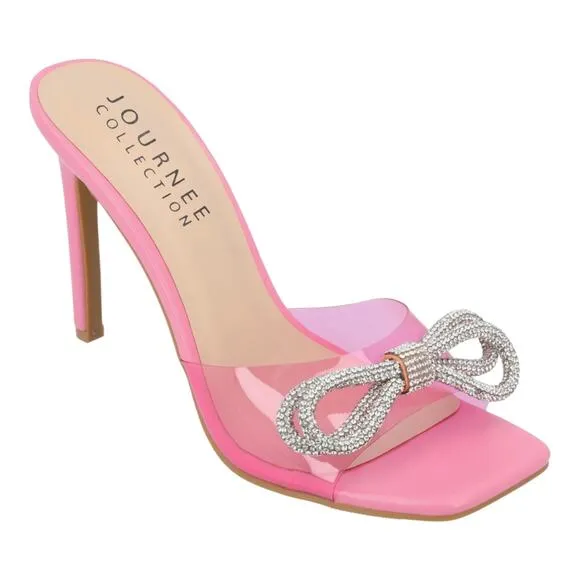 Journee Women's Fenella Lucite Stiletto Dress Sandals Pink Size 9
